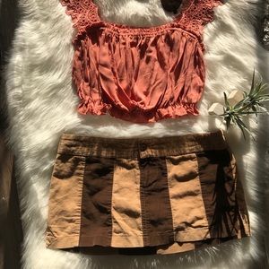 Lucy Love Brown Corduroy Mini Skirt Small